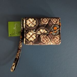 Vera Bradley Quilted Wristlet Wallet — Brown Floral Pattern